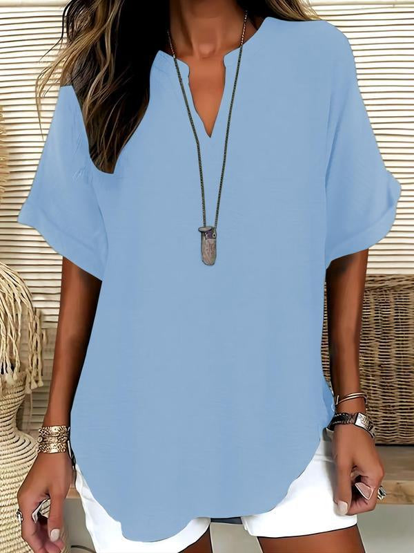 La Blouse Fluide à Col en V Évasé
