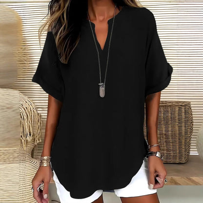 La Blouse Fluide à Col en V Évasé