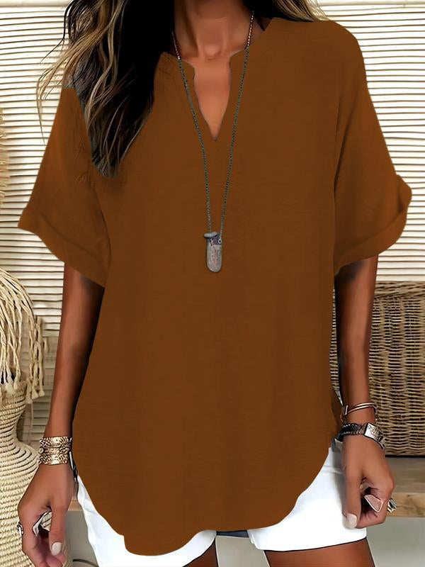 La Blouse Fluide à Col en V Évasé