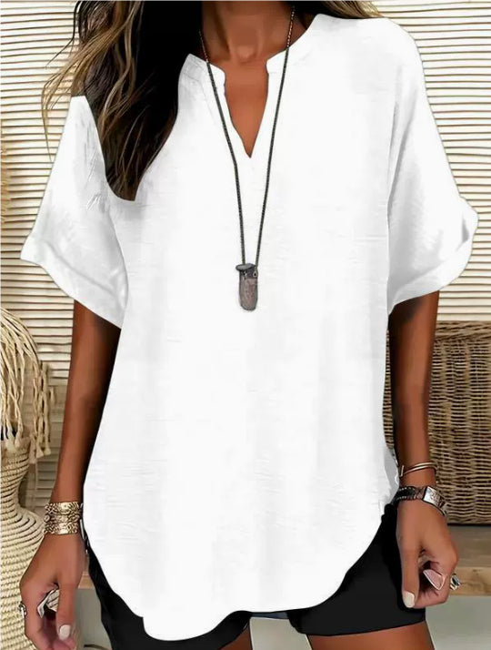La Blouse Fluide à Col en V Évasé