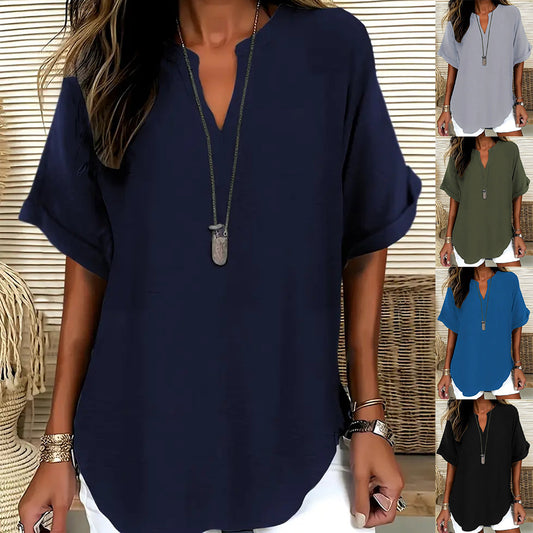 La Blouse Fluide à Col en V Évasé