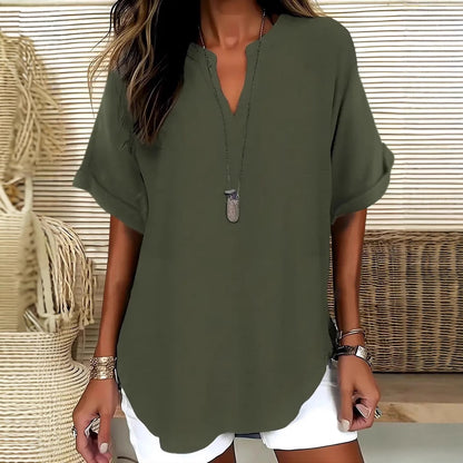 La Blouse Fluide à Col en V Évasé